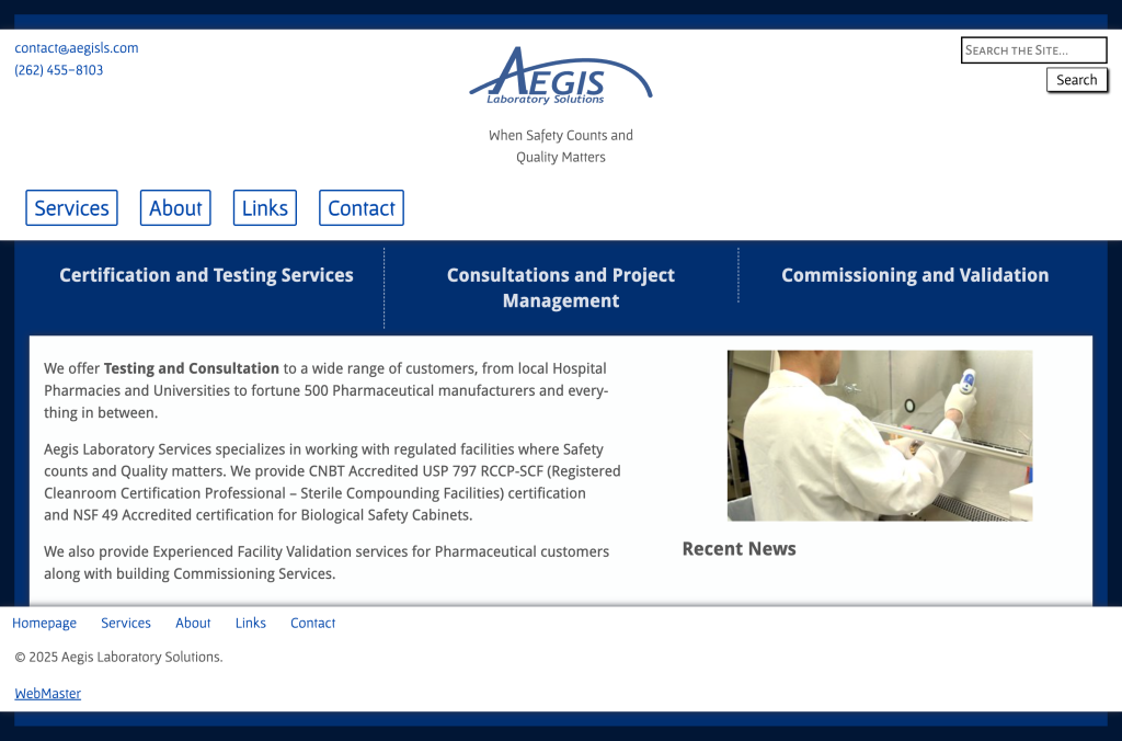 A screenshot of the Aegis website
