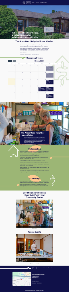 A screenshot of the Arbor Good Neighbor House website