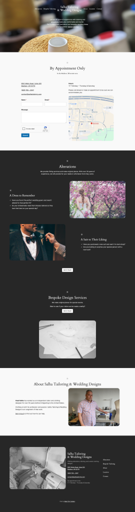 A screenshot of the Salha Tailoring website